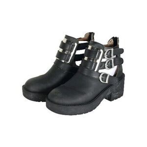 Jeffrey Campbell Women's Clarkson 7,5M Black Leather Strappy Cutout Ankle Boots